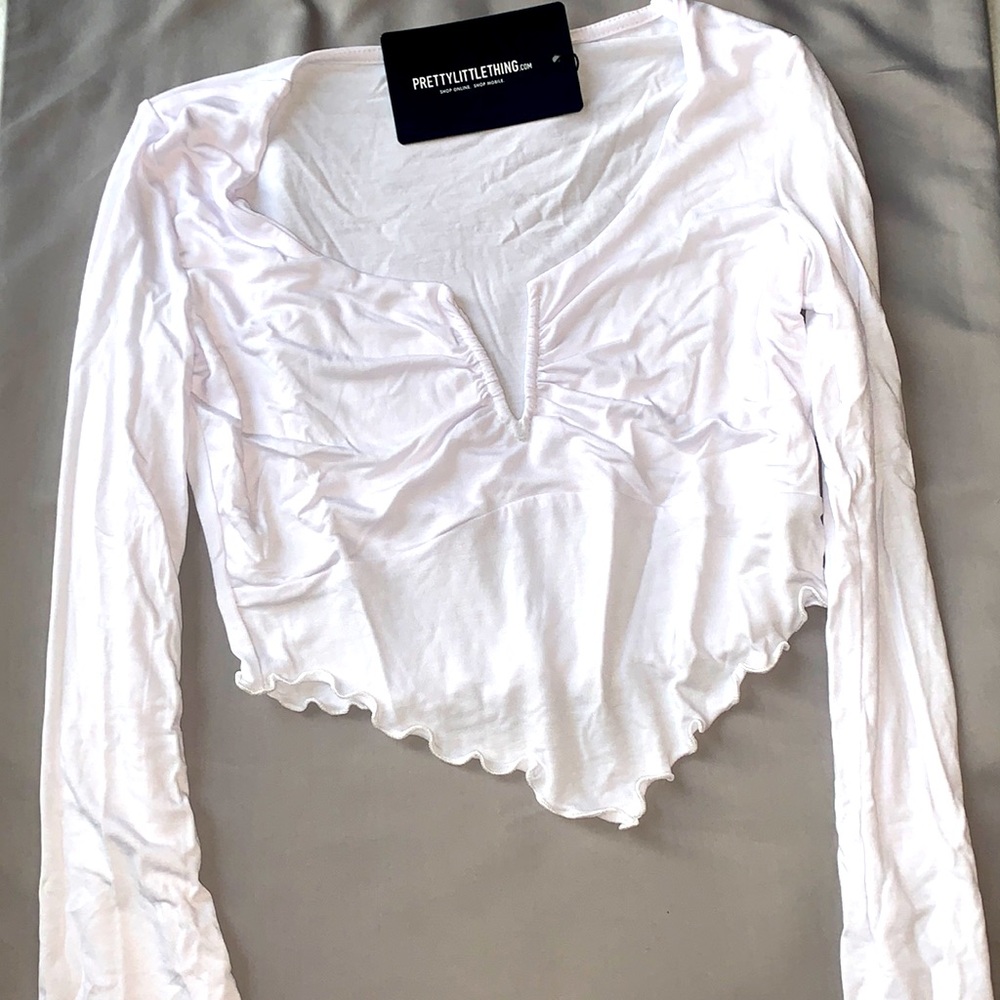 White Jersey ruched front crop